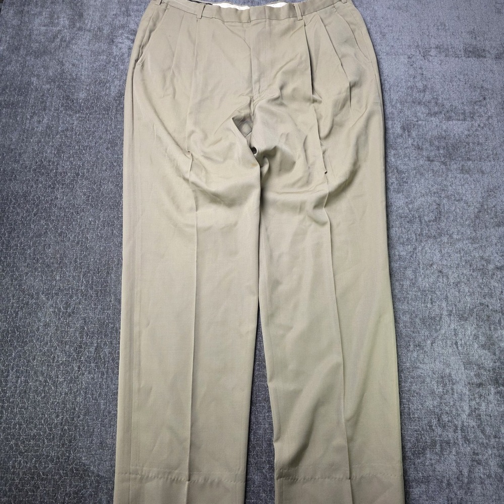 Vtg Made In USA Brooks Brothers Trousers 37x32 Double Pleated Tan Skater Norm
